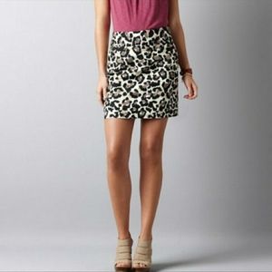 LOFT | Leopard Frenzy Print Textured Pique Skirt
